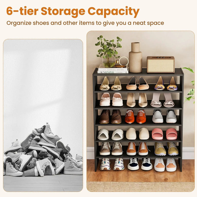 6-tier Shoe Rack with Anti-tipping Device for Entryway by DirectDeals
