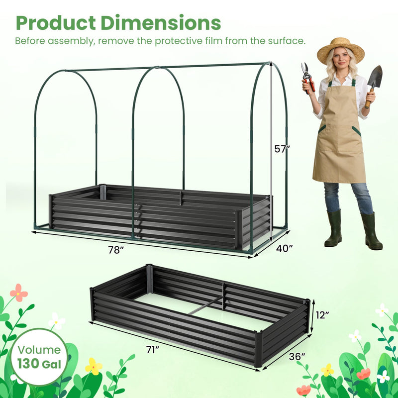 6 x 3 x 1 FT Galvanized Raised Garden Bed with Greenhouse Cover by DirectDeals