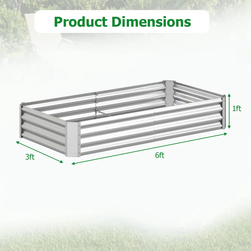 6 x 3 x 1 FT Galvanized Raised Garden Bed with Open-Ended Base by DirectDeals