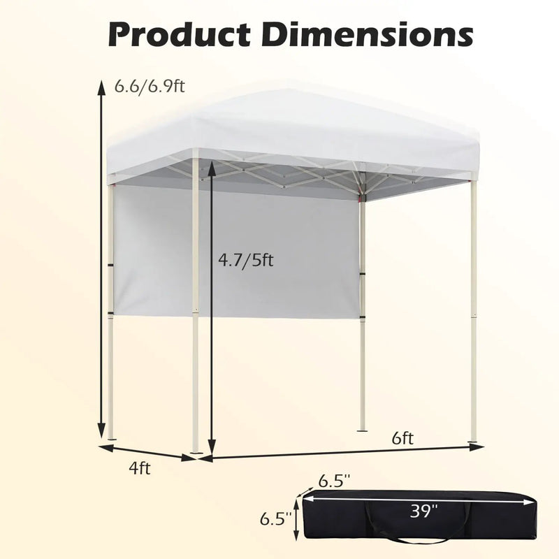 6 x 4 FT Pop-Up Canopy Tent with 1 Half Sidewall Easy Setup Folding Outdoor Sun Shelter by DirectDeals
