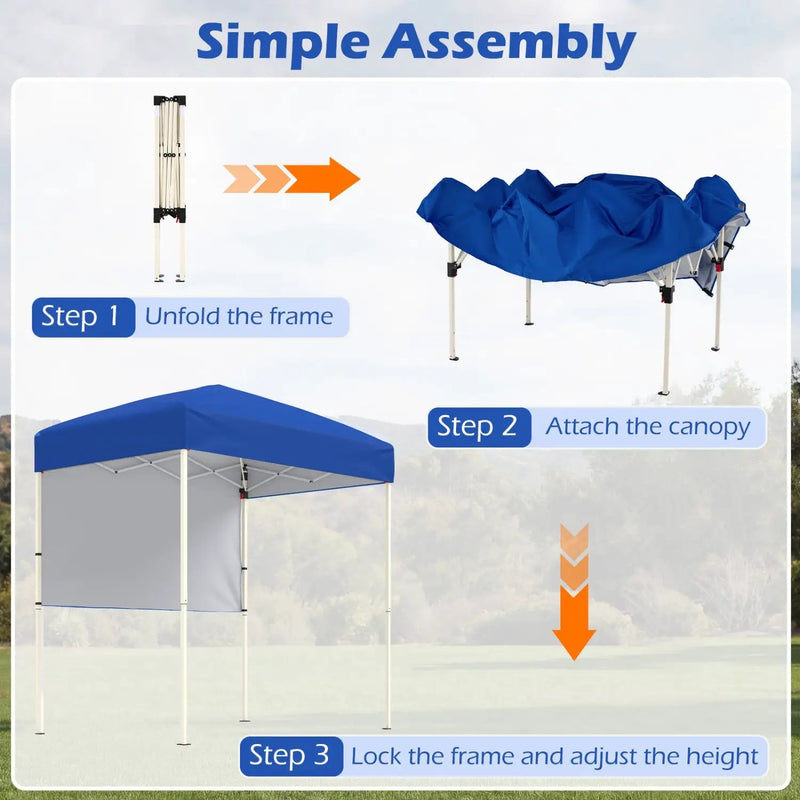 6 x 4 FT Pop-Up Canopy Tent with 1 Half Sidewall Easy Setup Folding Outdoor Sun Shelter by DirectDeals
