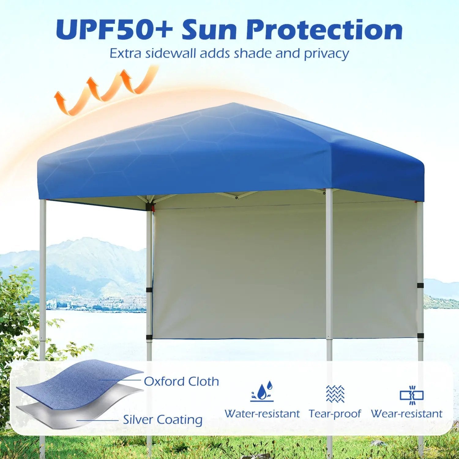 6 x 4 FT Pop-Up Canopy Tent with 1 Half Sidewall Easy Setup Folding Outdoor Sun Shelter by DirectDeals