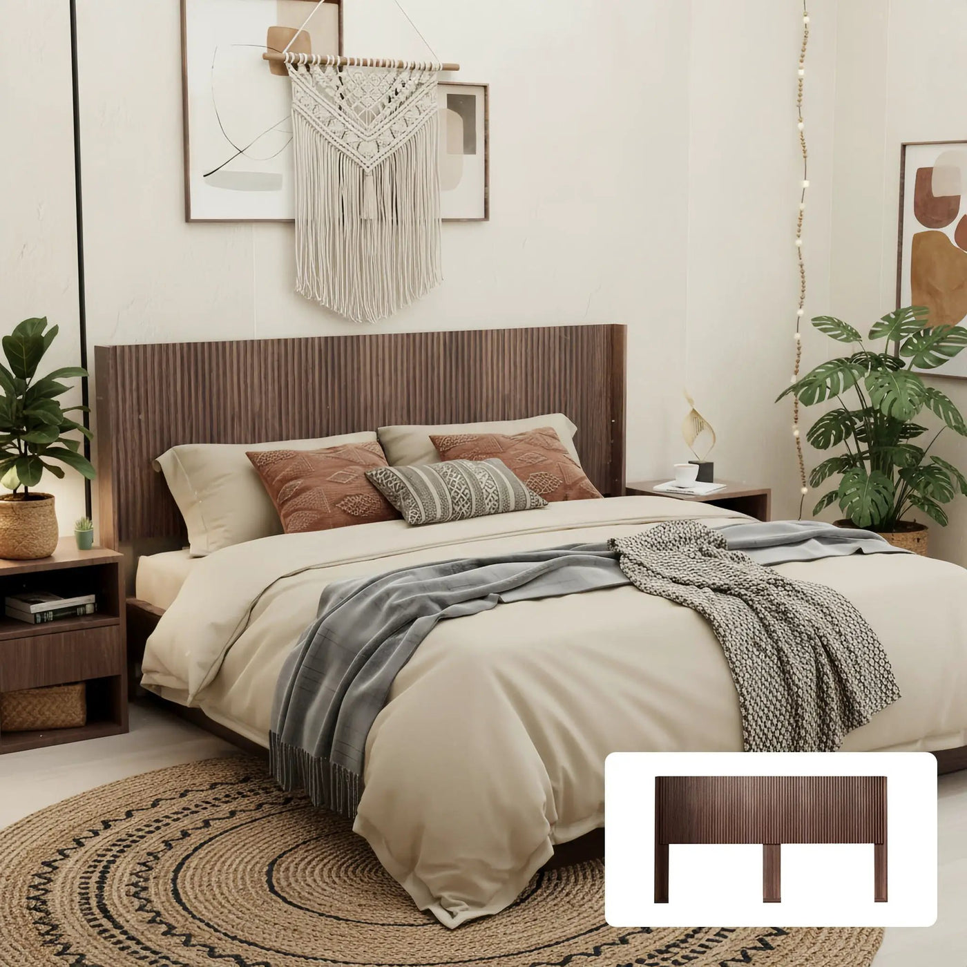 Modern Wide Wall Mounted Fluted Panel Headboard by HouseOfZazla