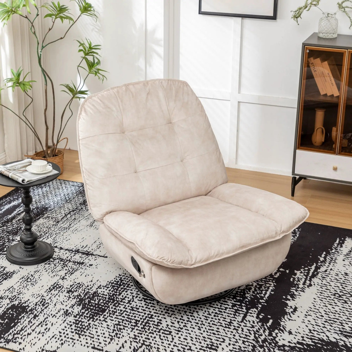 Modern Swivel Gliding Recliner Chair With Rocking Function And Phone Holder, Large Comfortable by HouseOfZazla