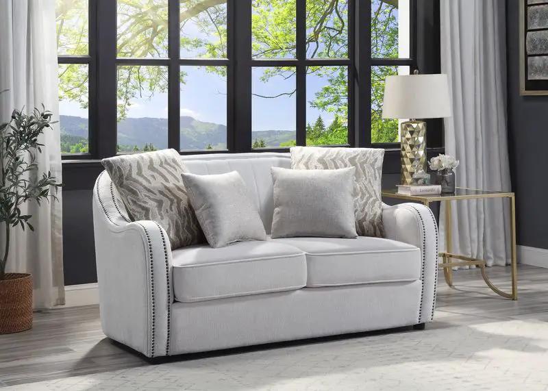 Mahler - Loveseat With 4 Pillows - Beige Linen by Unique Piece Furniture