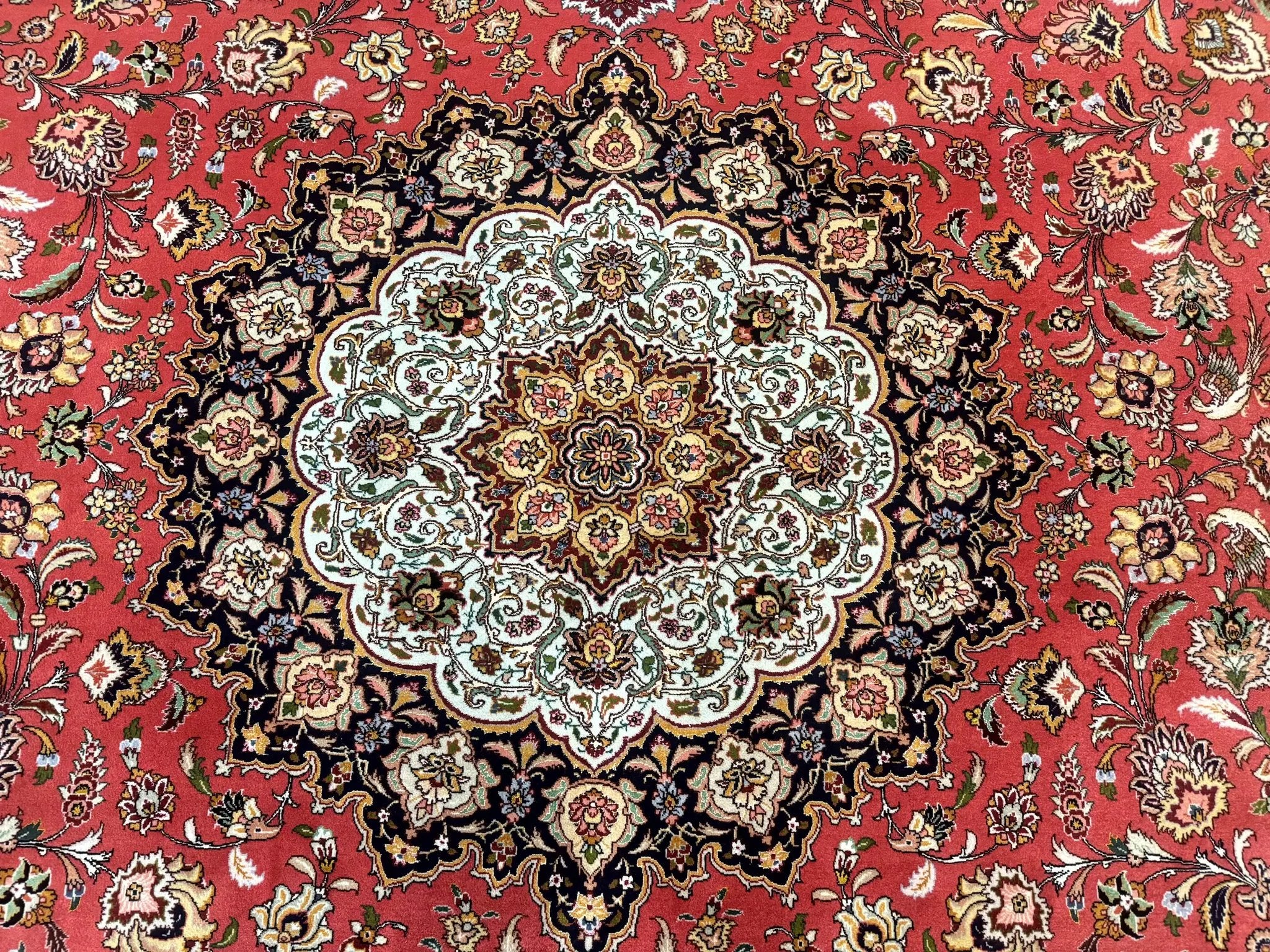 Persian Tabriz Rug 10x13 – Floral Medallion & Birds, Wool & Silk, 330 KPSI by Jewel Rugs