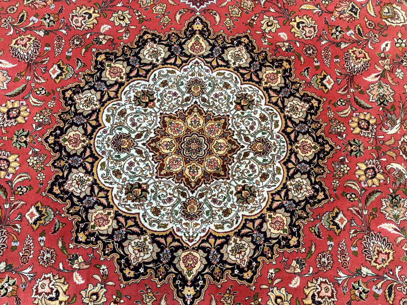Persian Tabriz Rug 10x13 – Floral Medallion & Birds, Wool & Silk, 330 KPSI by Jewel Rugs