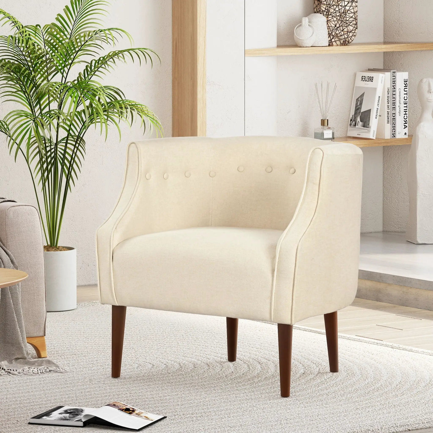 Contemporary Upholstered Club Chair With Button Tufting by HouseOfZazla