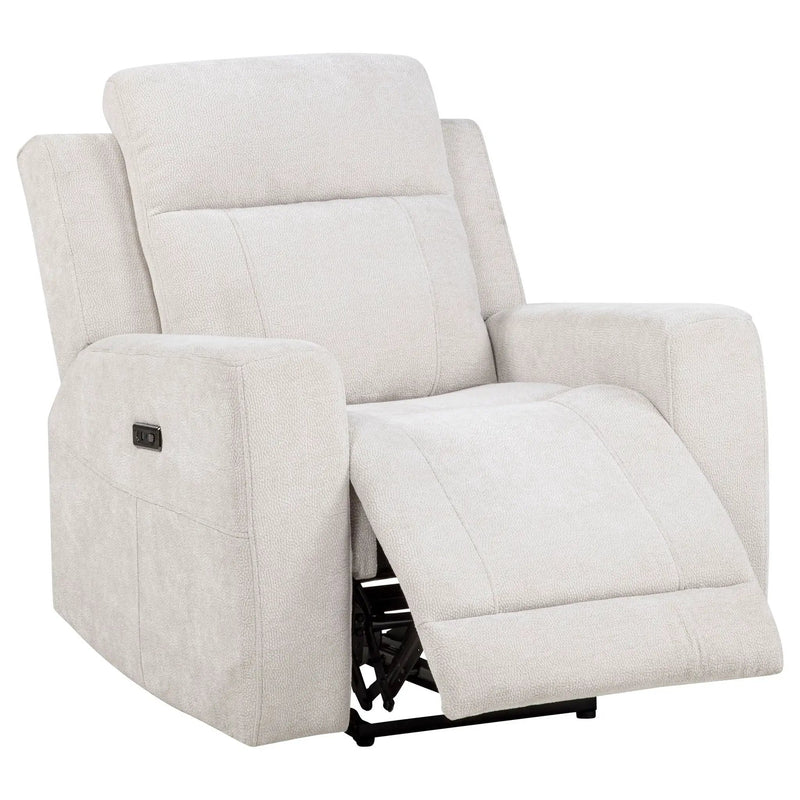 Kennett Chenille Upholstered Power Recliner Chair Ivory by Unique Piece Furniture