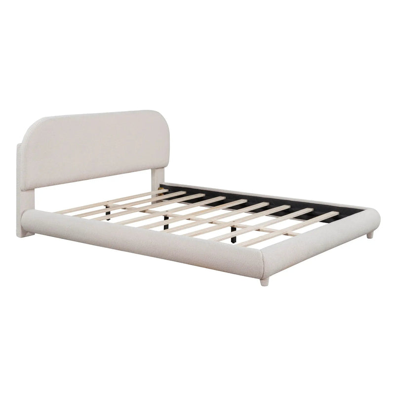 Upholstered Platform Bed With Thick Solid Frame And Stylish Curve-Shaped Design by HouseOfZazla