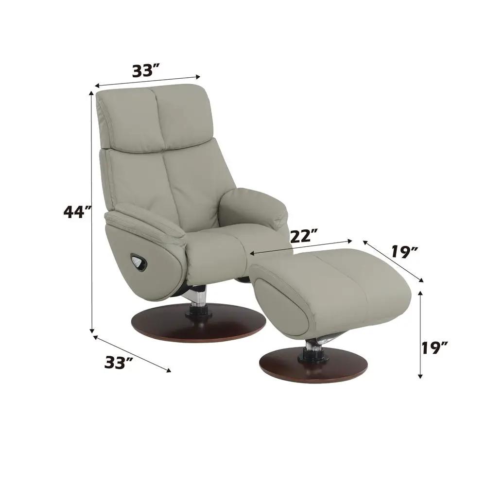 Kandoro - Motion Accent Chair With Swivel & Ottoman - Gray Leather & Brown Base by Unique Piece Furniture