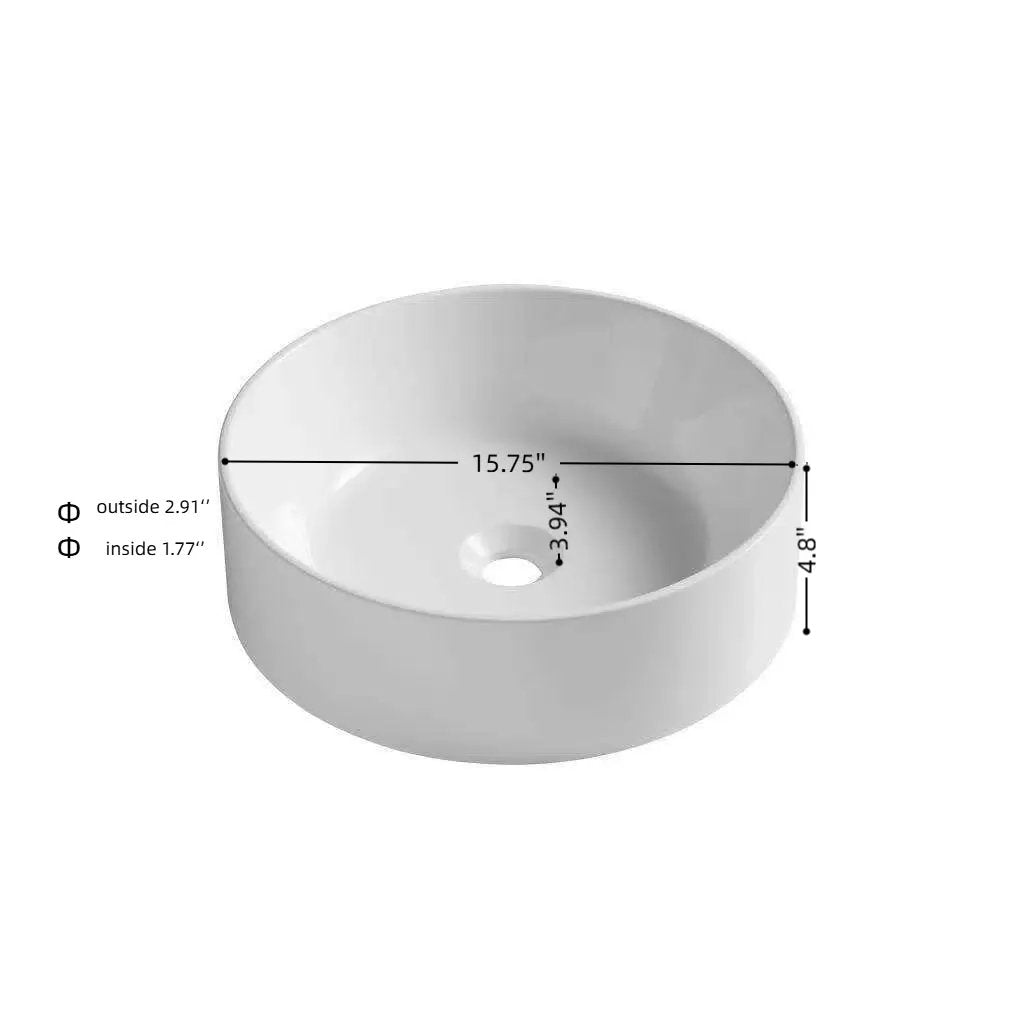 JINBO 16'' Bathroom Round Solid Surface Basin Without Faucet Hole by HouseOfZazla