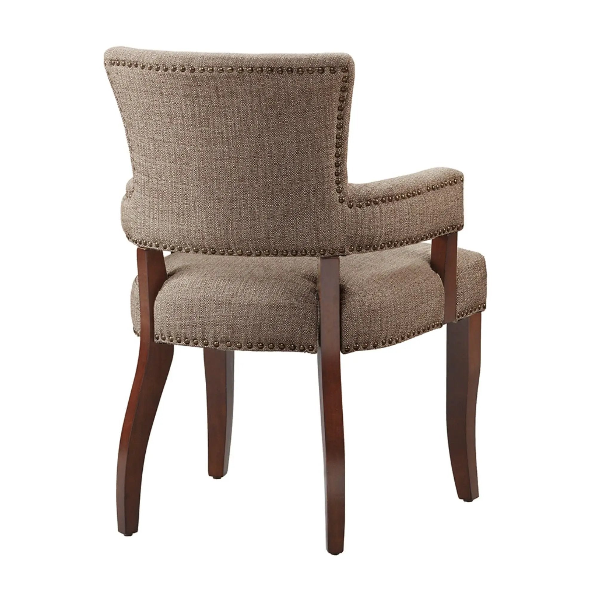Elegant Arm Dining Chair With Brass Nail Head Detailing by Unique Piece Furniture