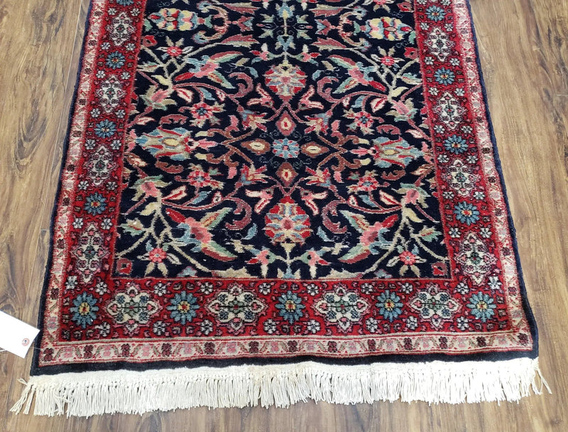 Antique Persian Sarouk Rug 3x5, Navy Blue, Allover Pattern, Hand Knotted by Jewel Rugs