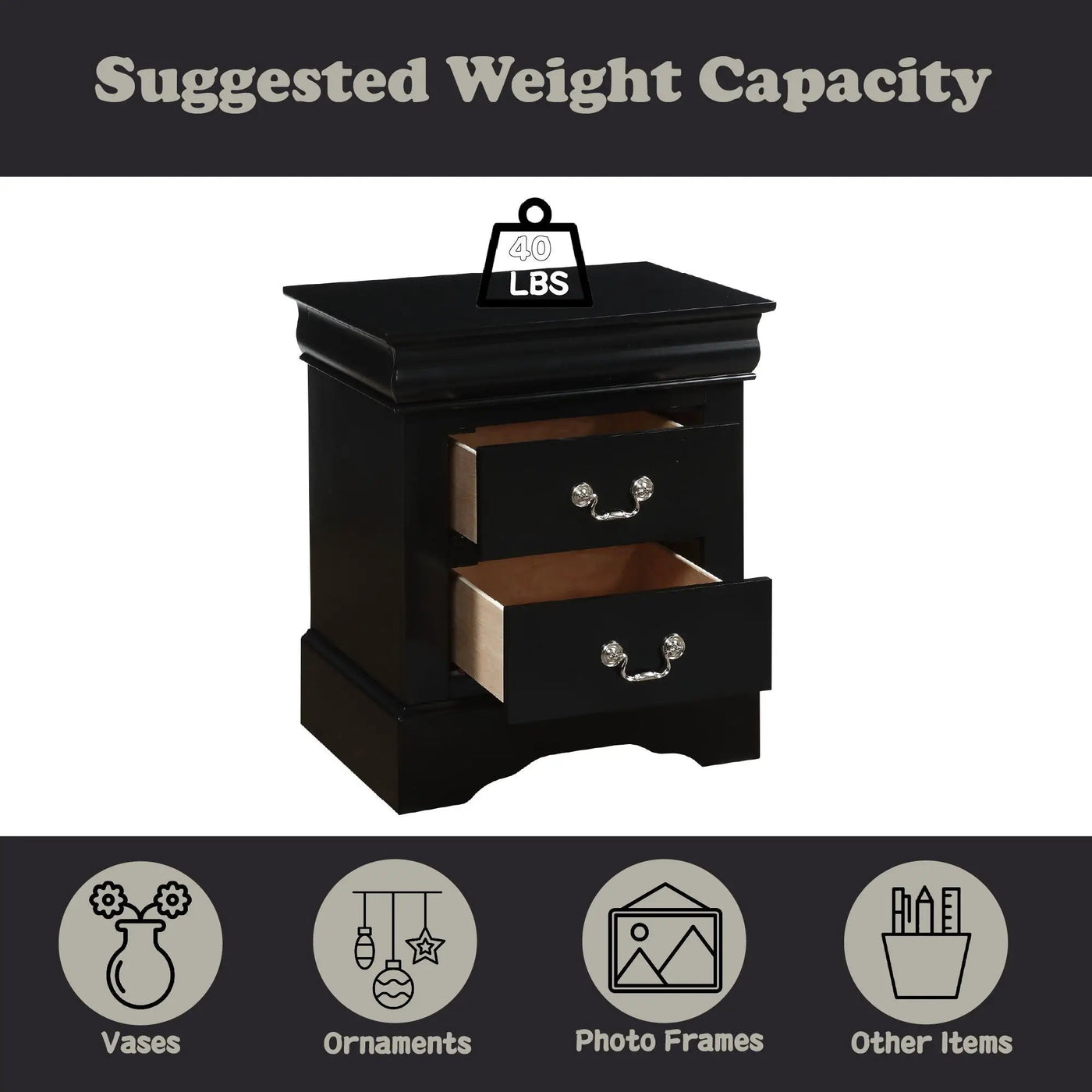 Louis Philippe III - Sleek Design Nightstand by Unique Piece Furniture