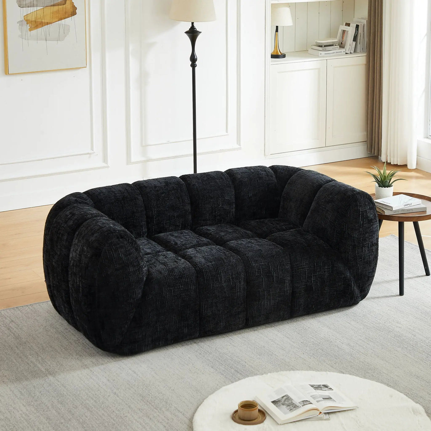 Quilted Cloud Sofa With Rounded Armrests And Piano Key Backrest Design by HouseOfZazla