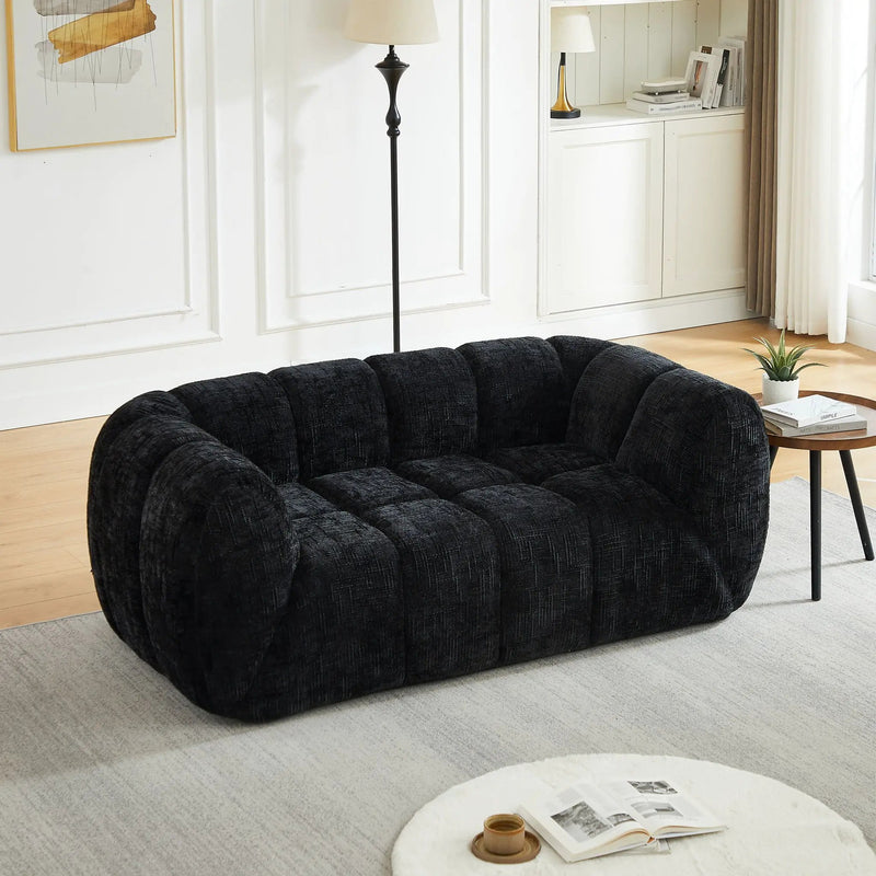 Quilted Cloud Sofa With Rounded Armrests And Piano Key Backrest Design by HouseOfZazla