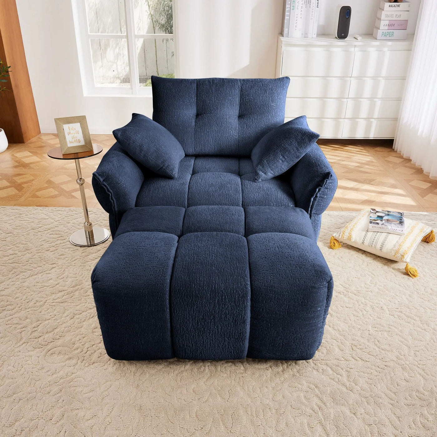 Ergonomic Single Seater Sofa With Ottoman, High Resilience Support Cushions by Unique Piece Furniture