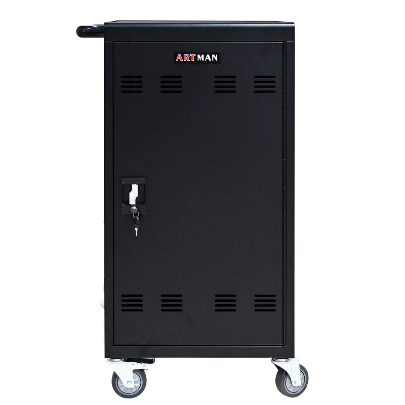45 Bay Mobile School Charging Cart Station For Chromebook, Tablet And Laptop Computer With Power Strip Included - Black by HouseOfZazla