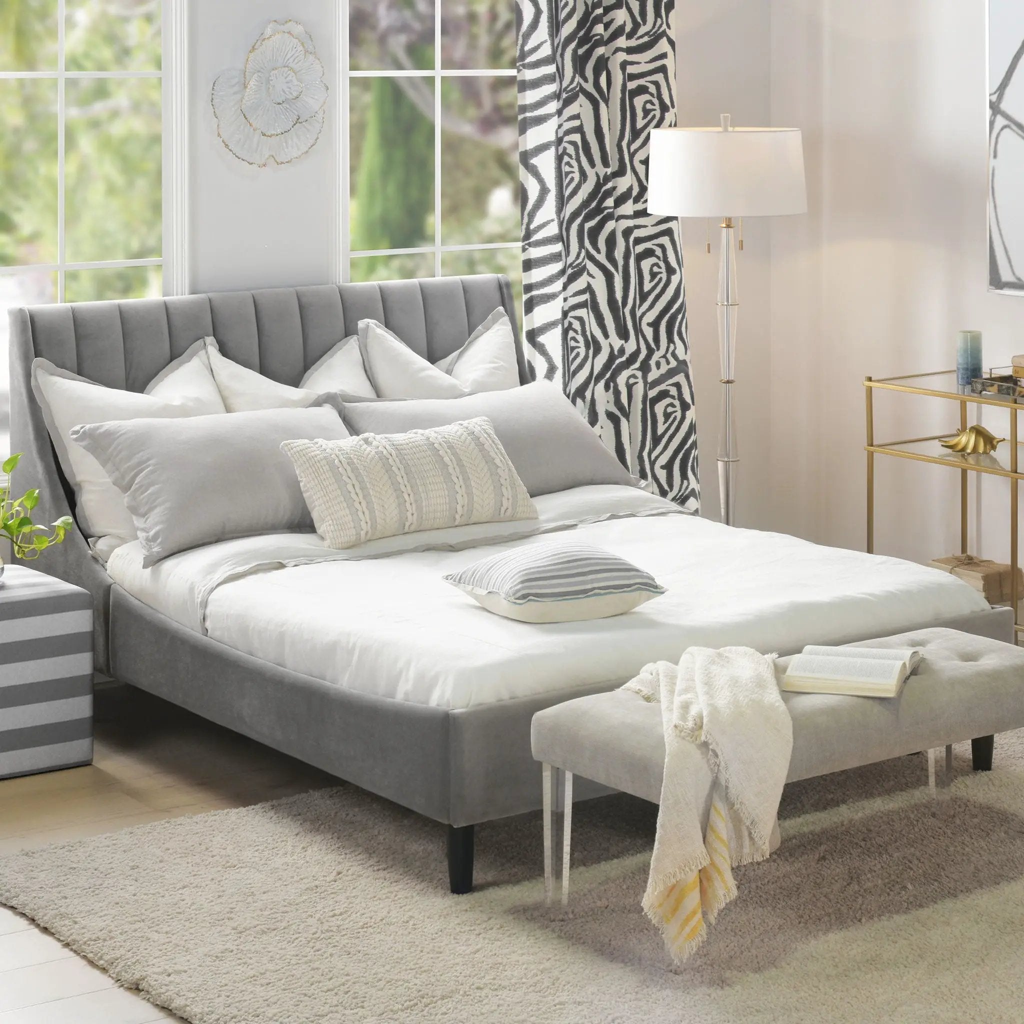 Aspen - Vertical Tufted Modern Headboard Platform Bed Set by HouseOfZazla