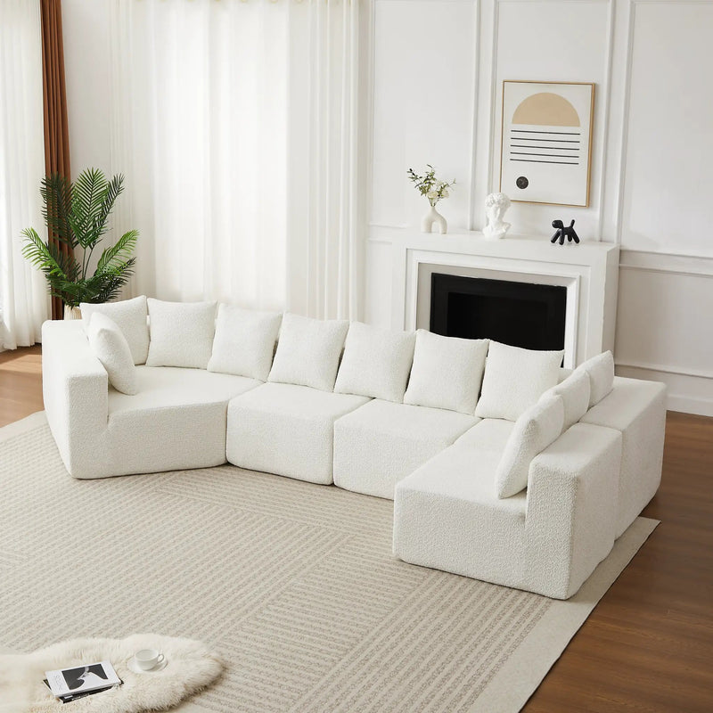 151.6-Inch Extra-Large L-Shaped Chenille Sectional Sofa by HouseOfZazla