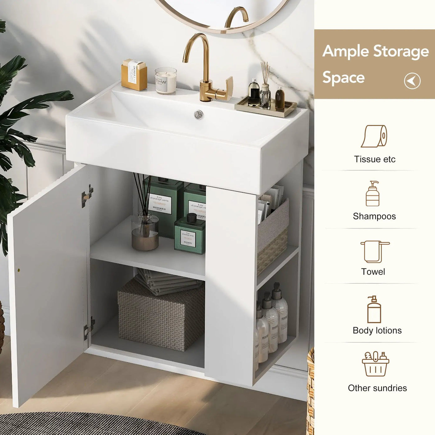 Modern Floating Bathroom Vanity With Ceramic Basin Perfect For Small Bathrooms by Unique Piece Furniture