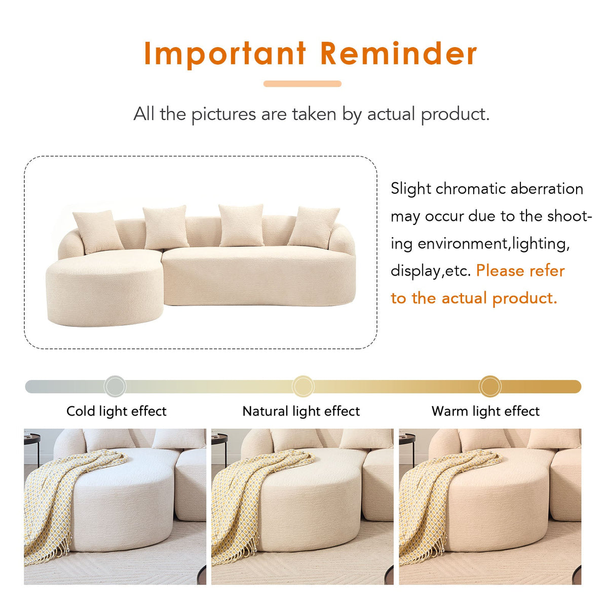Boneless L-Shape Sectional Sofa with Curved Chaise, photo 7 of 7