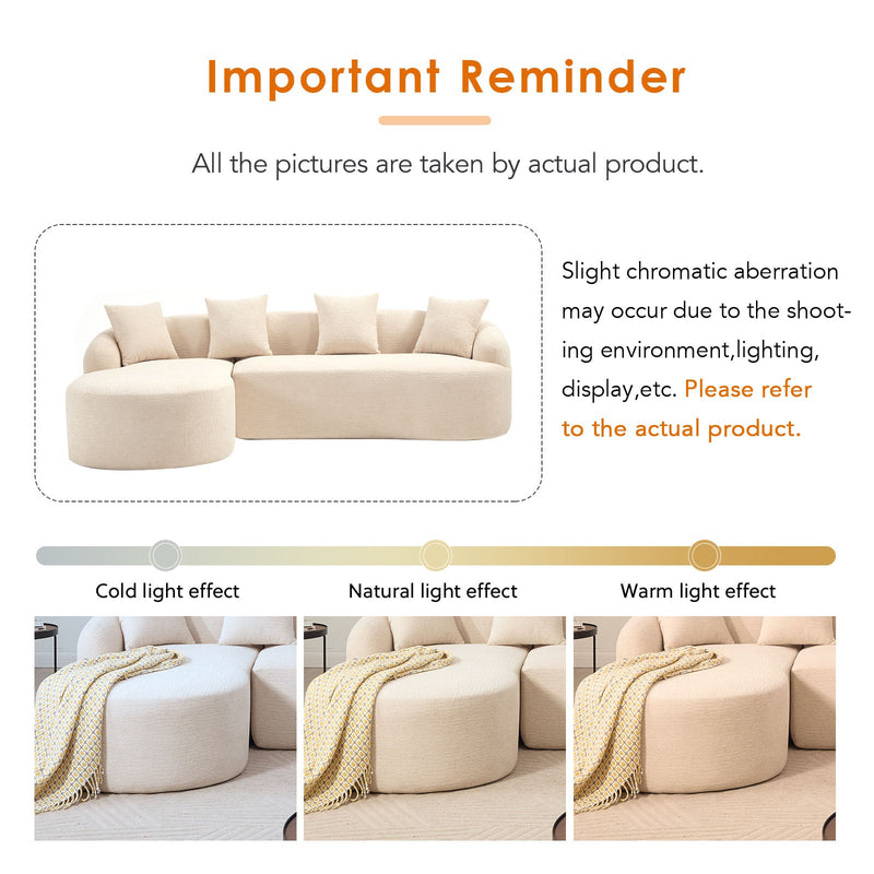 Boneless L-Shape Sectional Sofa with Curved Chaise, photo 7 of 7