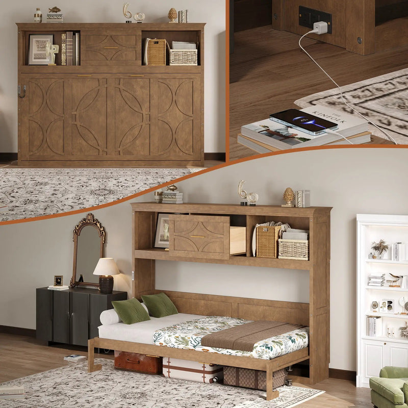 Murphy Bed With Charging Station And Drawer by Unique Piece Furniture
