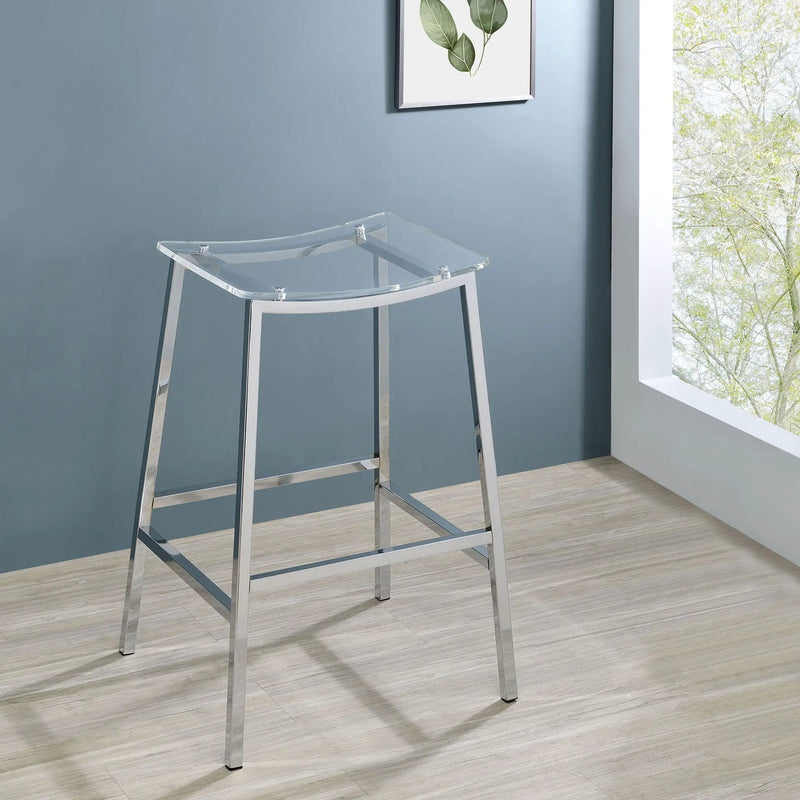 Staten - Backless Bar Stool (Set of 2) - Chrome by HouseOfZazla