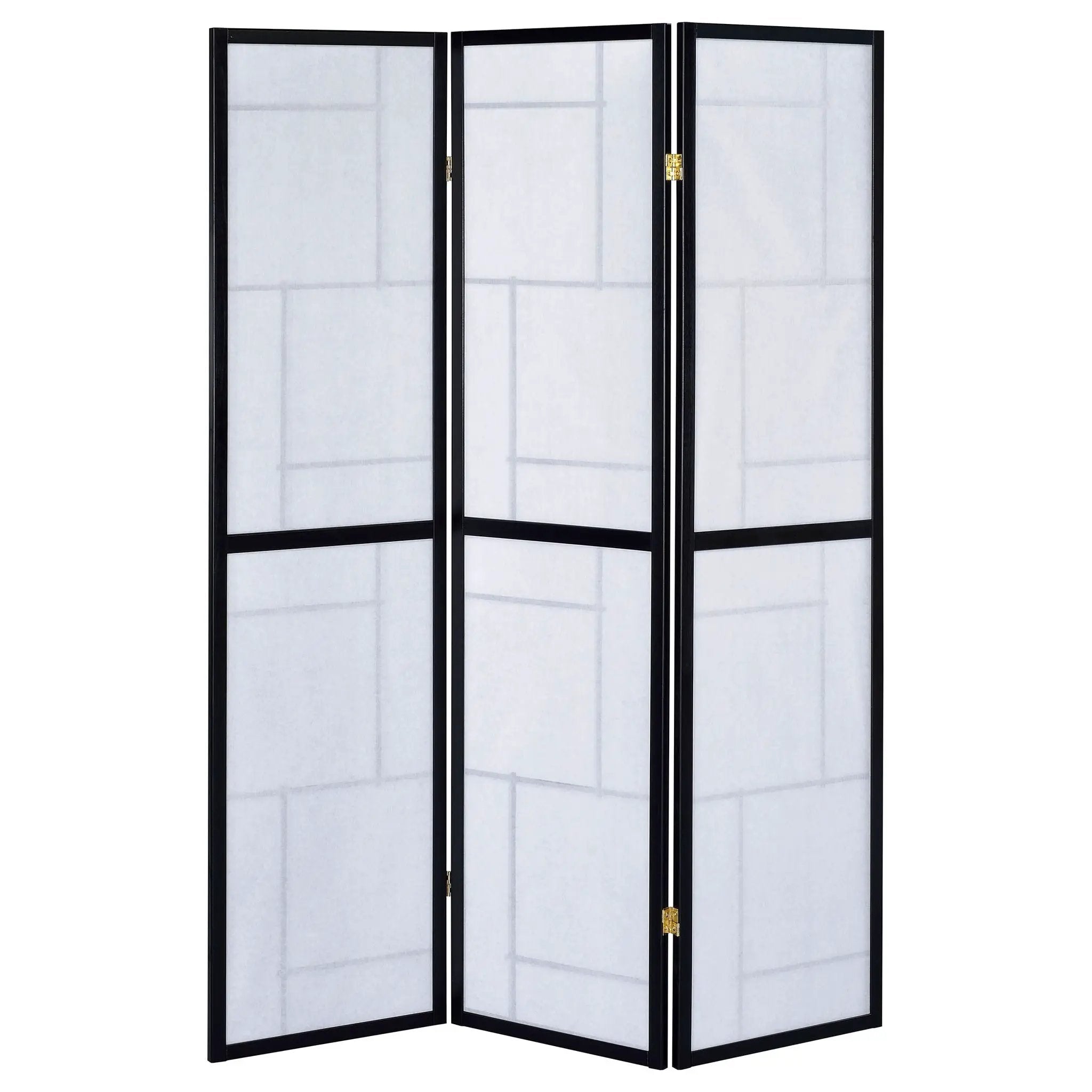 Damis 3-Panel Room Divider Folding Shoji Screen Black by Unique Piece Furniture