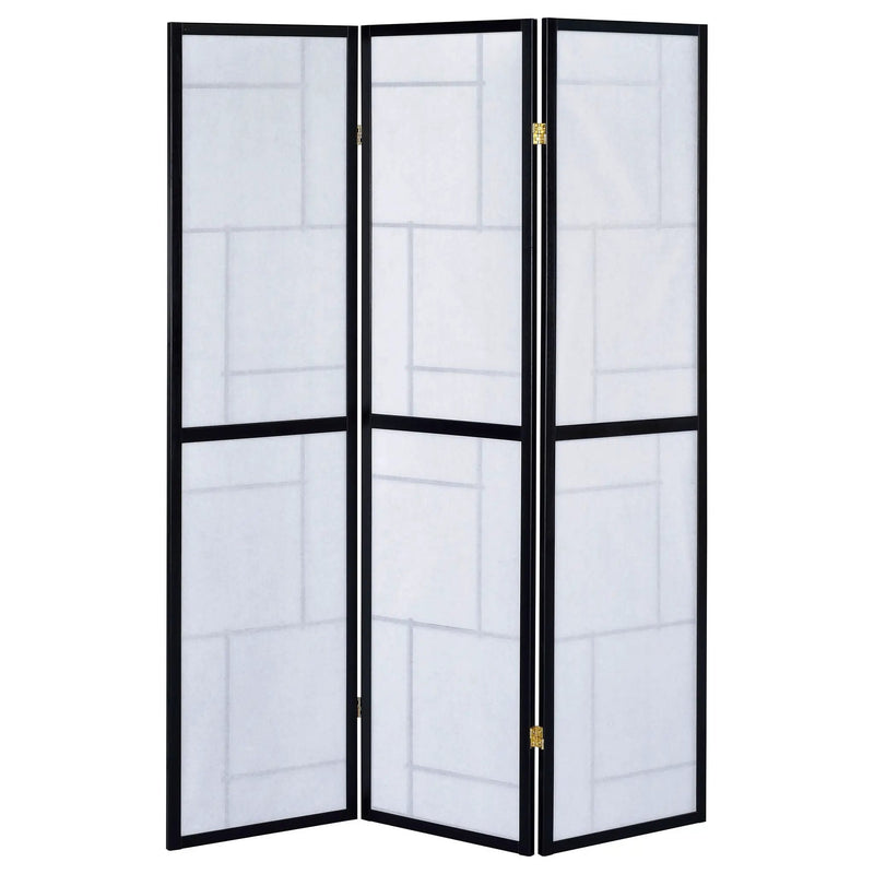 Damis 3-Panel Room Divider Folding Shoji Screen Black by Unique Piece Furniture