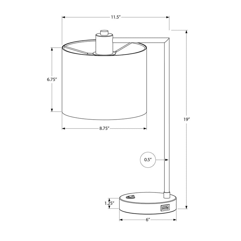 Lighting, Table Lamp, USB Port Included, Modern - Black / Cream by Unique Piece Furniture
