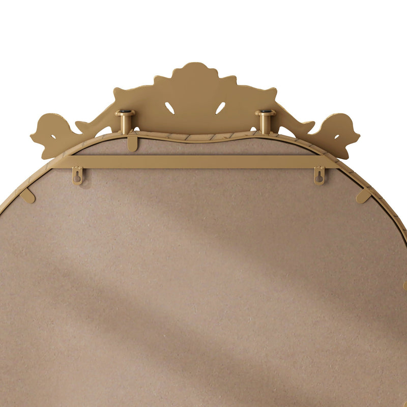 Full Body Arched Mirror With Vintage Carved Applique by HouseOfZazla