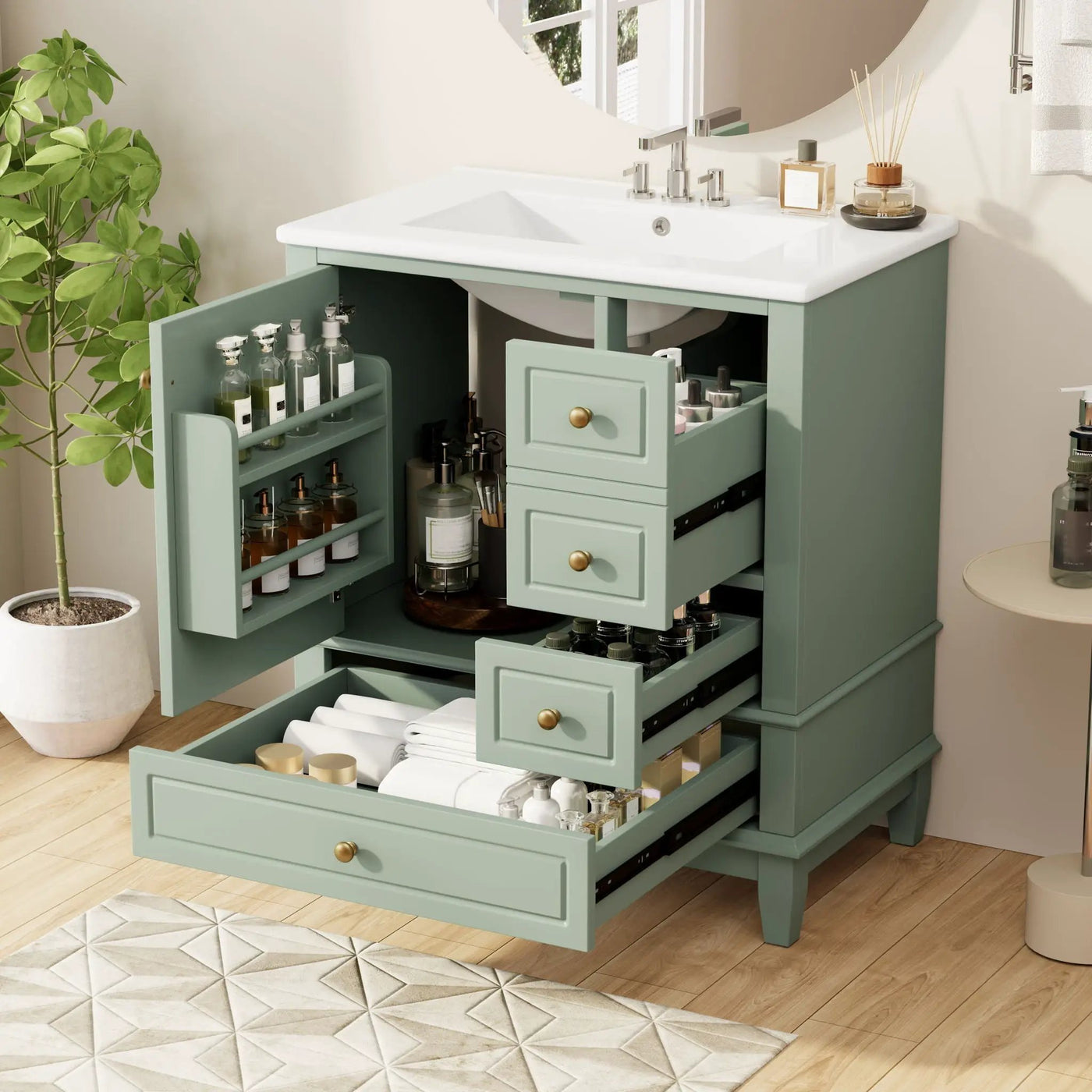 Freestanding Bathroom Vanity With Sink, Soft Close Door, 3 Drawers by HouseOfZazla