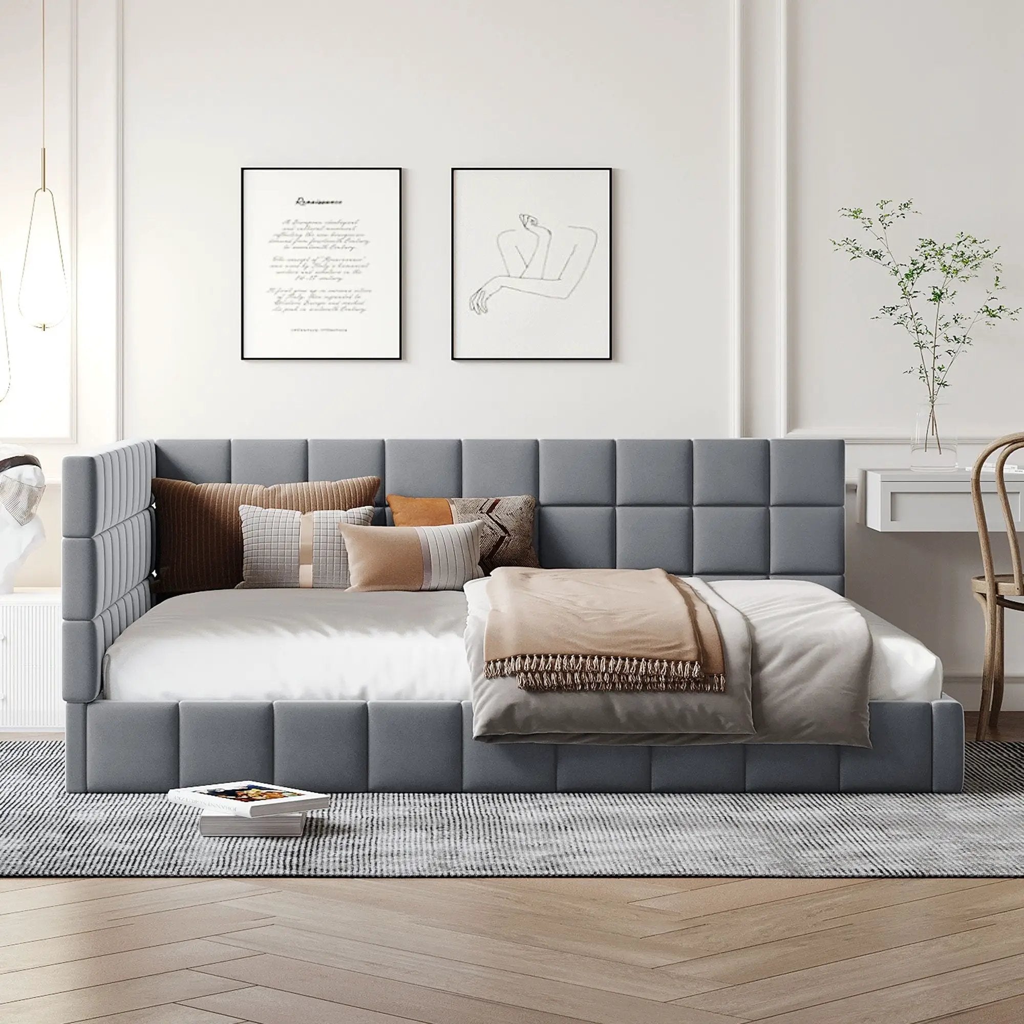 Full Size Upholstered Classic Daybed / Sofa Bed Frame, Elegant Design - Gray by Unique Piece Furniture
