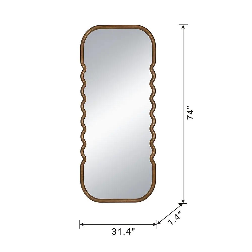 Oversized Wooden Floor Mirror With Unique Frame - Brown by HouseOfZazla