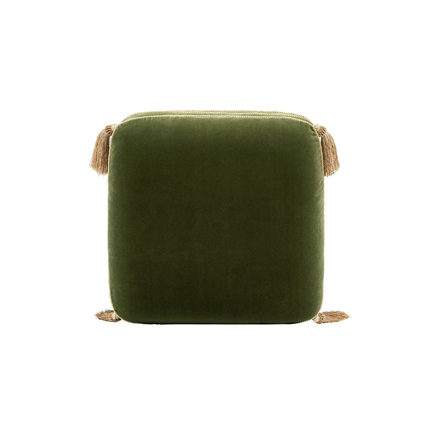 Monarch 19.5" Tassled Ottoman, Olive by HouseOfZazla