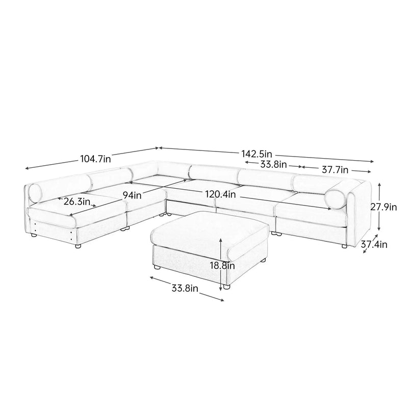Modern Modular Sectional Sofa With Storag, Contemporary Cylindrical Design by Unique Piece Furniture