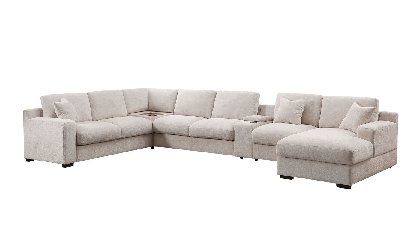 Celine - Fabric Corner Sectional Sofa With Right-Facing Chaise, Cupholders, And Charging Ports by Unique Piece Furniture