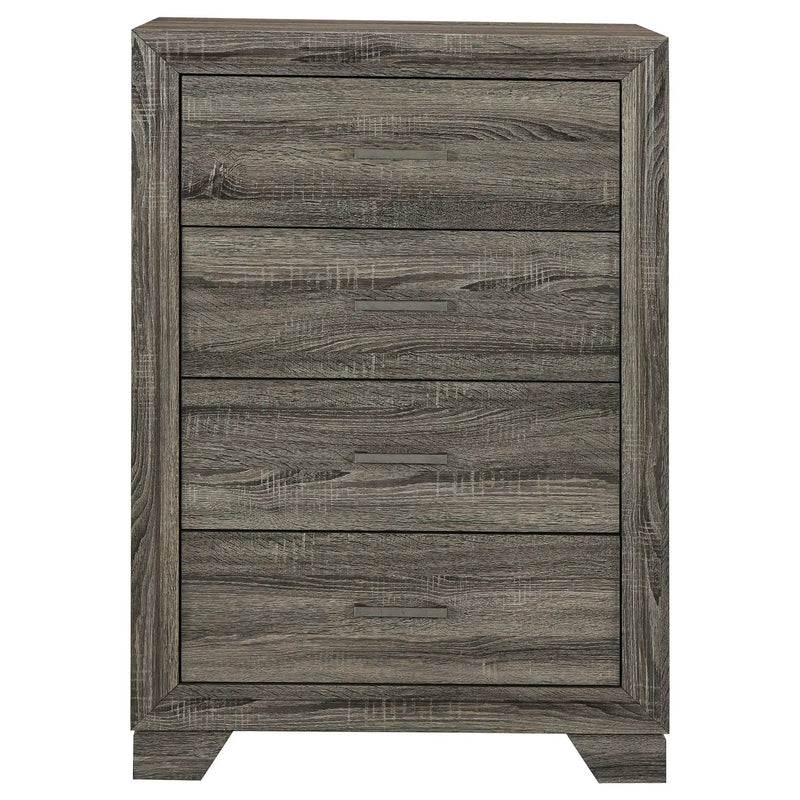 Funston - 4 Drawer Chest Of Drawers With Bar Handles - Brown Oak by HouseOfZazla