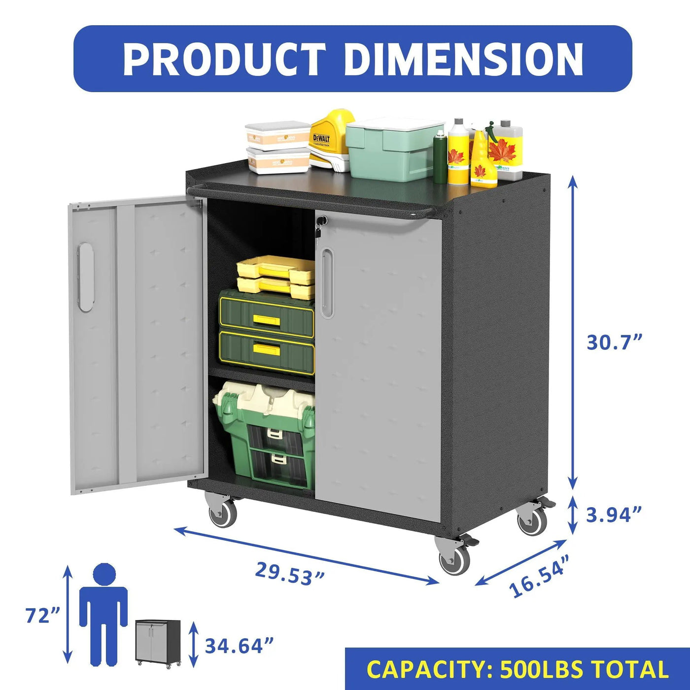Heavy Duty Metal Garage Storage Cabinet With Wheels Sturdy Tool Organizer by HouseOfZazla