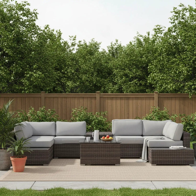 Wicker Sectional Seating Group With Cushions by Unique Piece Furniture