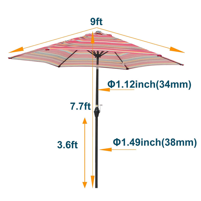 9FT Red Striped Patio Umbrella by HouseOfZazla