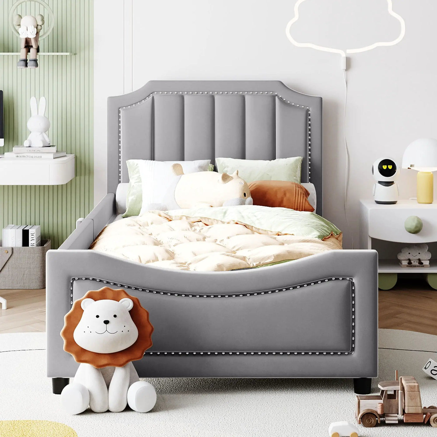 Upholstered Daybed With Classic Stripe Shaped Headboard by Unique Piece Furniture
