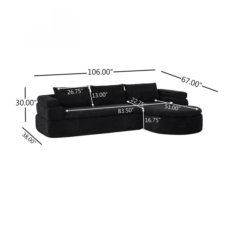106" L-Shape Sectional Sofas (Black) by HouseOfZazla