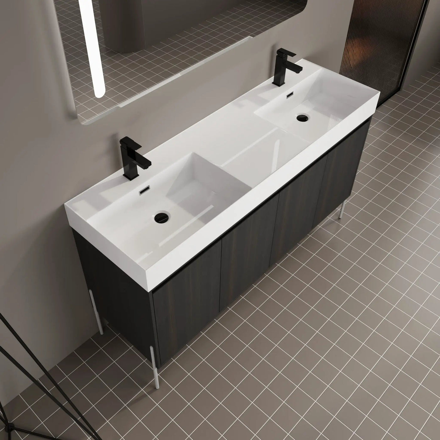 Freestanding Bathroom Vanity With Resin Sink And Storage Cabinet by HouseOfZazla