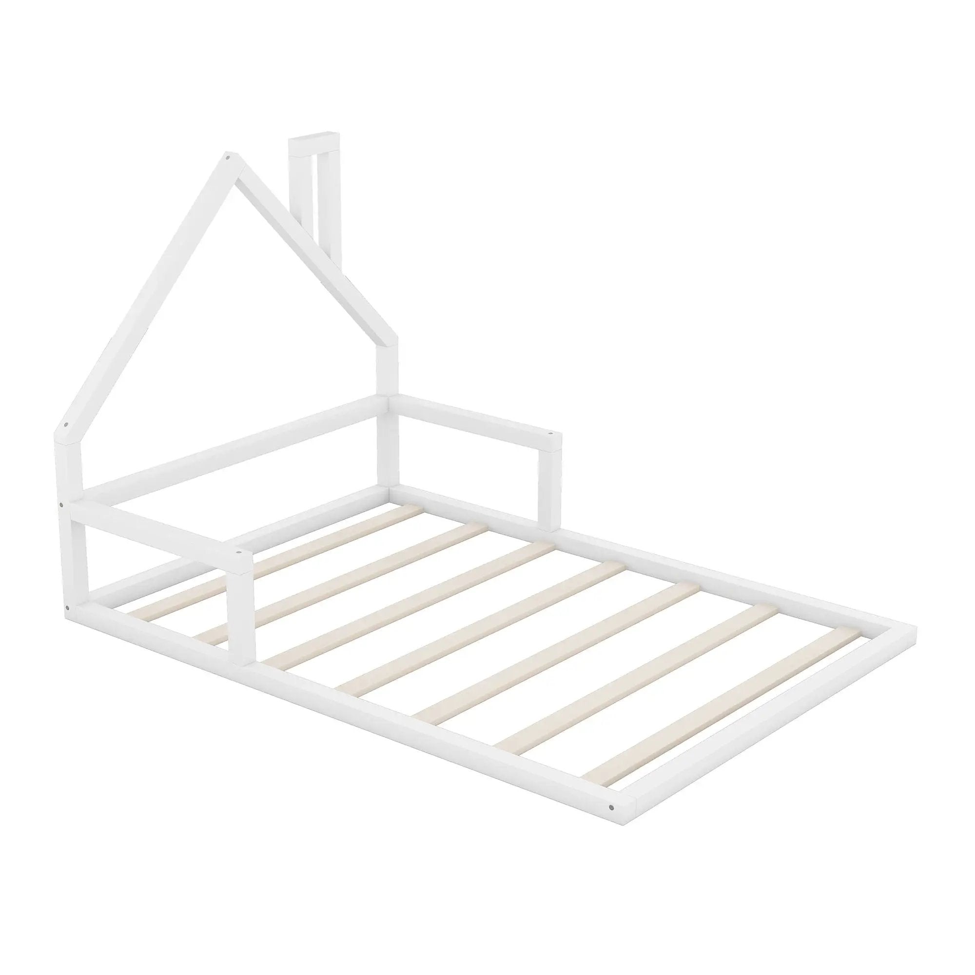 Elegant Floor Bed With House Shaped Headboard