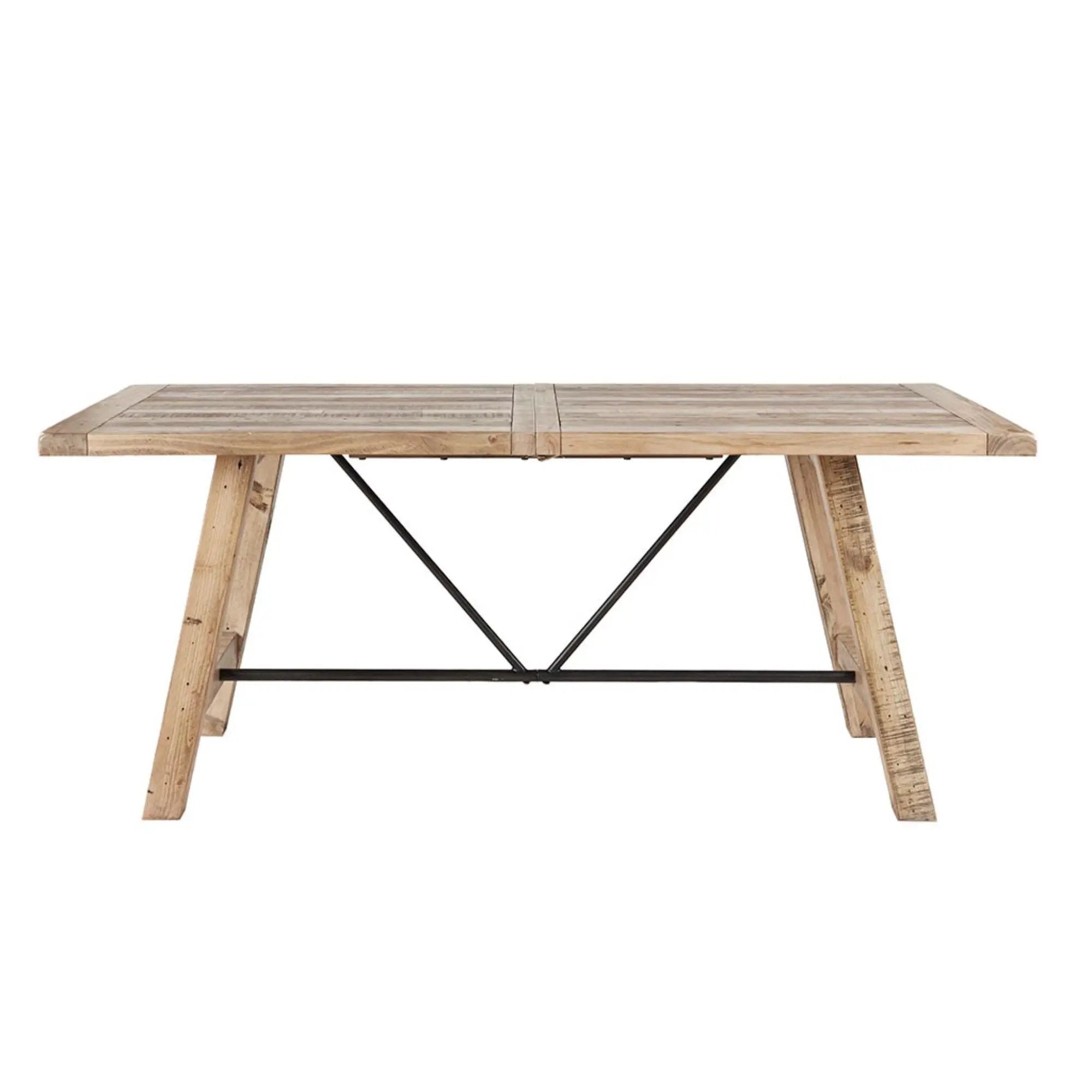 Rustic Dining Table With Metal Support - Natural by Unique Piece Furniture