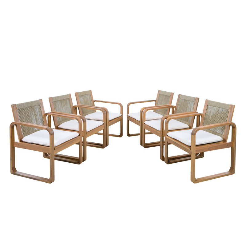 2-Piece Outdoor Dining Chairs Set: Acacia Wood with Rope Back by HouseOfZazla